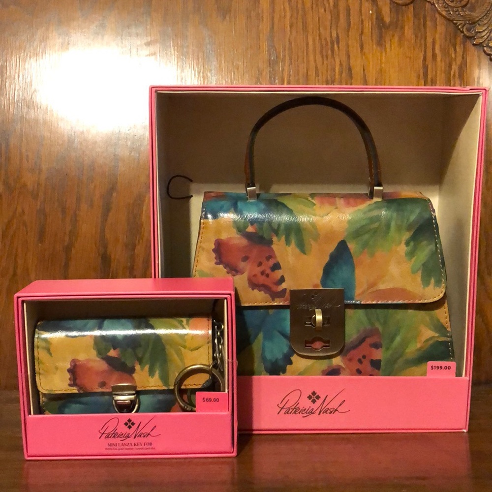 NWT-Patricia Nash-SET-Watercolor Butterfly🦋Chauny Satchel&Mini Lanza Wallet-$288